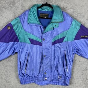 Vintage Descente Jacket Mens Large Purple Teal Ski Colorblock Entrant SC 90s